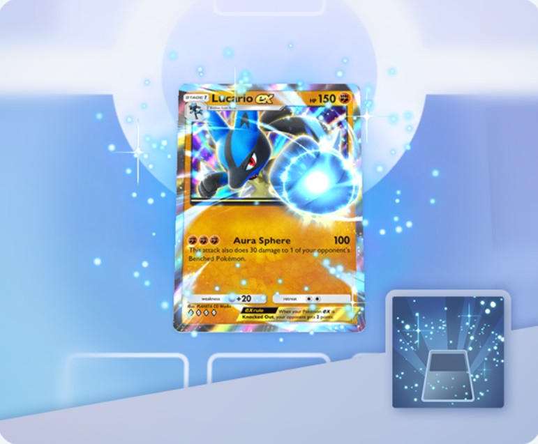 lucario ex tiny twinkles flair blue(battle) in pokemon tcg pocket fighting type mass outbreak event