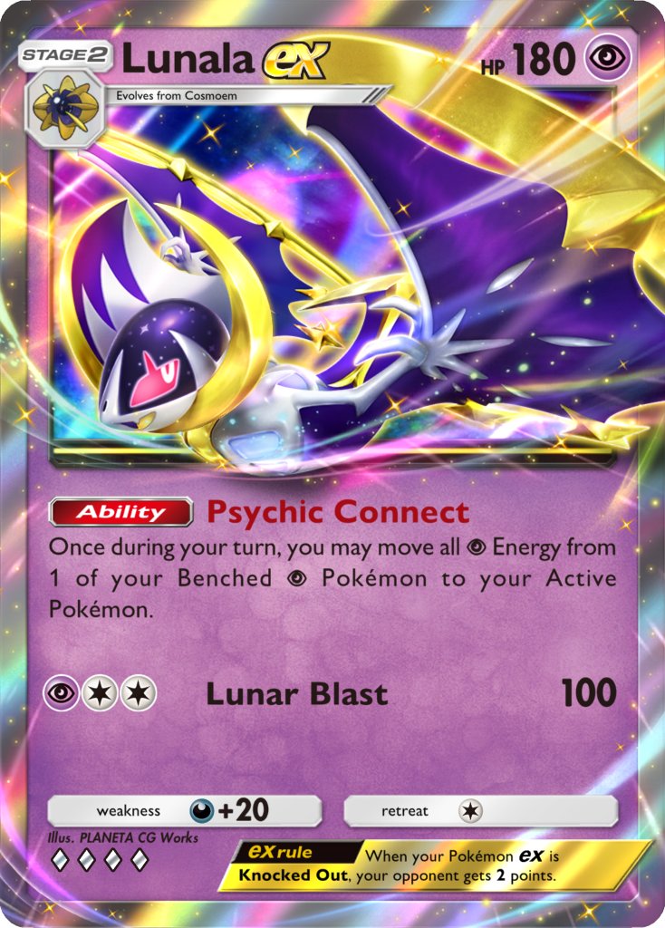 lunala ex card from pokemon tcg pocket celestial guardans set