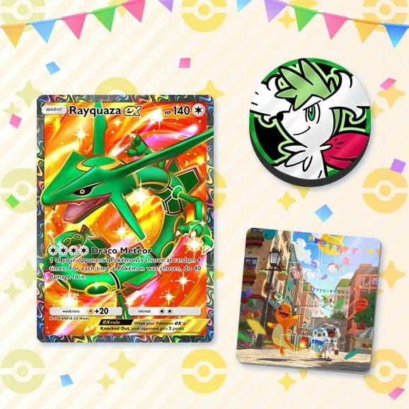 pokemon tcg pocket special event 2025 missions featuring rayquaza ex full art and accessories