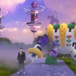 Shadow Regigigas looms among the shadows with Giovanni in front of gyms taken over by Team GO Rocket