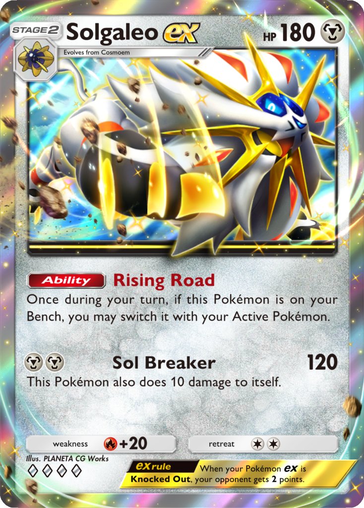 solgaleo ex card from pokemon tcg pocket celestial guardians set