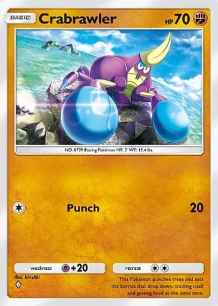 crabrawler card from pokemon tcg pocket celestial guardians set