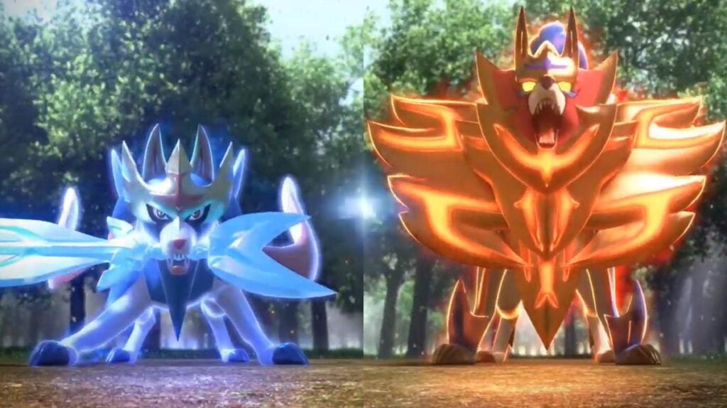 zacian crowned sword and zamazenta crowned shield in pokemon sword and shield trailer