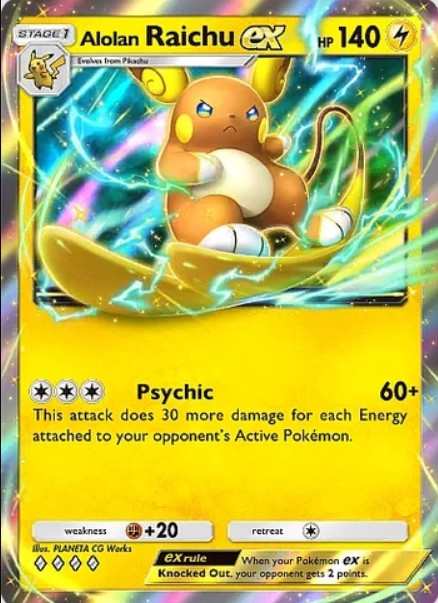 alolan raichu ex card from pokemon tcg pocket celestial guardians set