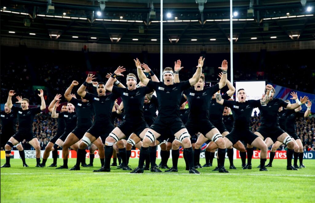 the all blacks team performing the ka mate haka