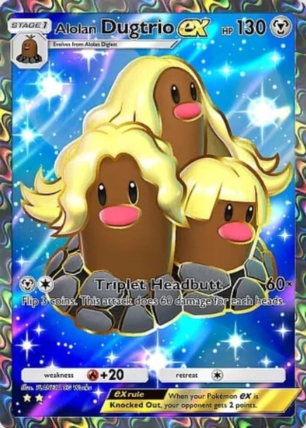 alolan dugtrio ex full art card in pokemon tcg pocket