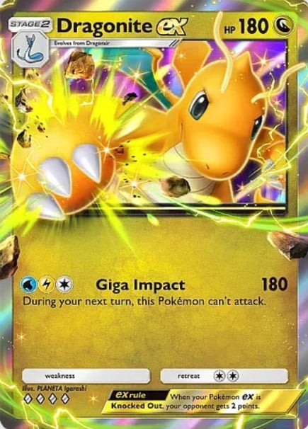 dragonite ex card from pokemon tcg pocket eevee grove set