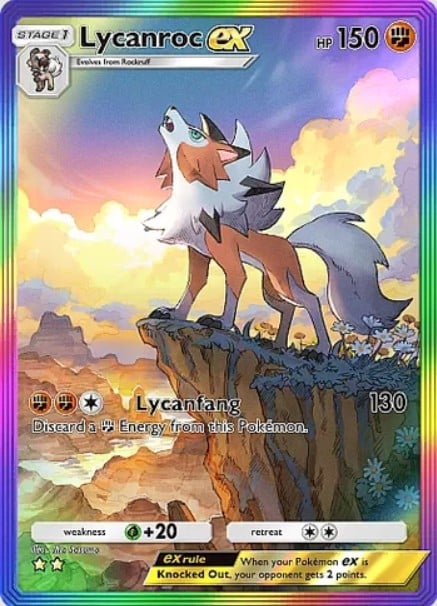 lycanroc ex rainbow rare card in pokemon tcg pocket