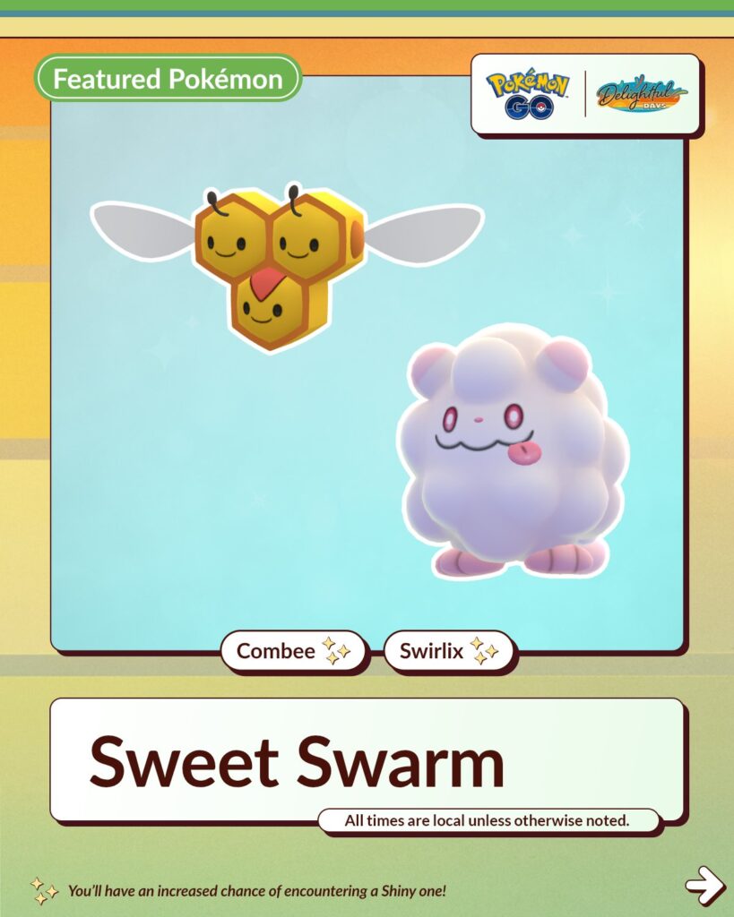 Pokémon GO Sweet Swarm Event: Boosted Shiny Combee and Shiny Swirlix