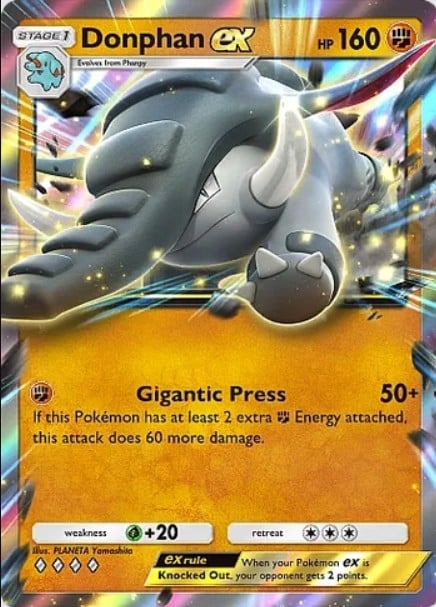 donphan ex card from pokemon tcg pocket wisdom of sea and sky set