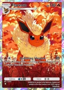 flareon card from pokemon tcg pocket eevee grove set