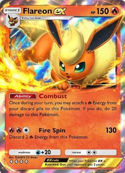 flareon ex card from pokemon tcg pocket eevee grove set
