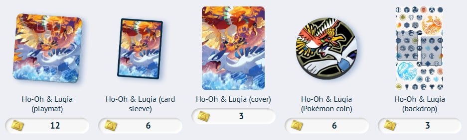 ho-oh and lugia accessories in pokemon tcg pocket