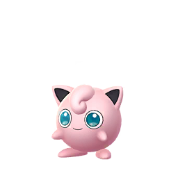 Jigglypuff is a pink Pokémon with a spherical body. It has pointed ears with black insides and large, blue eyes. It has small, stubby arms and slightly longer feet. On top of its head is a curled tuft of fur. Its body is filled with air, and, as seen in Pokémon Stadium, Jigglypuff can deflate until it is flat. It can float by drawing extra air into its body.