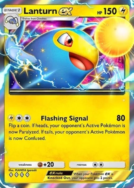 lanturn ex card from pokemon tcg pocket wisdom of sea and sky set