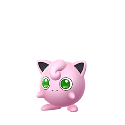 Shiny Jigglypuff is a pink Pokémon with a spherical body. It has pointed ears with black insides and large, green eyes. It has small, stubby arms and slightly longer feet. On top of its head is a curled tuft of fur. Its body is filled with air, and, as seen in Pokémon Stadium, Jigglypuff can deflate until it is flat. It can float by drawing extra air into its body,
