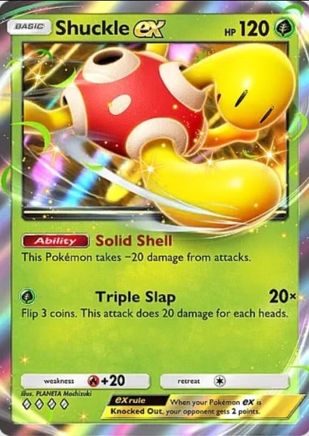 shuckle ex card from pokemon tcg pocket wisdom of sea and sky set