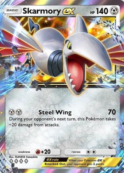 skarmory ex card from pokemon tcg pocket wisdom of sea and sky set
