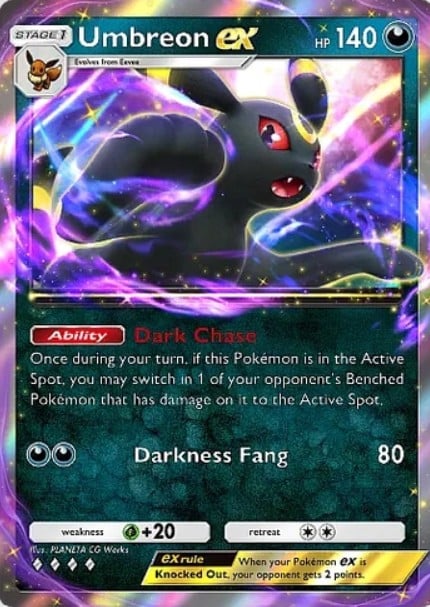 umbreon ex card from pokemon tcg pocket wisdom of sea and sky set