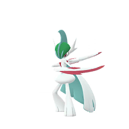 As Mega Gallade, its entire body becomes white, save for its head. Red plates emerge from its arms, its blue head crest grows slightly longer, and the spikes on its head are elongated. It also gains two cape-like protrusions on its back, giving it a knightly appearance. When the situation demands it, Mega Gallade can use its psychic power to reshape both arms into blades simultaneously and fight using a dual-wielding style.