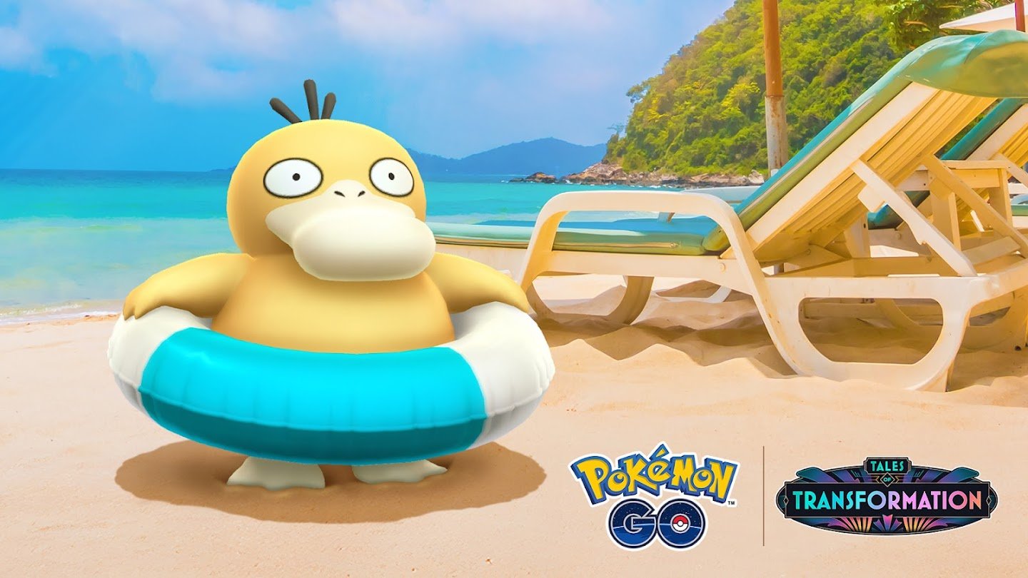 pokemon concierge celebration event in pokemon go fetauring psyduck with a swim ring