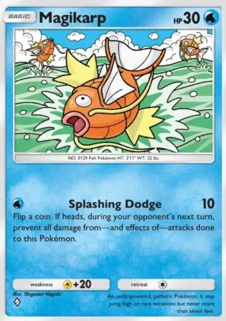 magikarp card from pokemon tcg pocket wisdom of sea and sky set