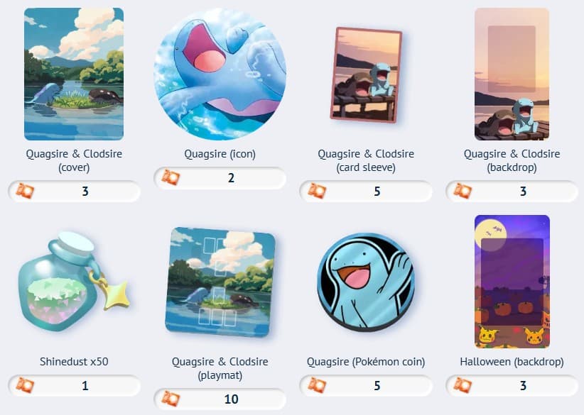 quagsire and clodsire accessories and shop items in pokemon tcg pocket