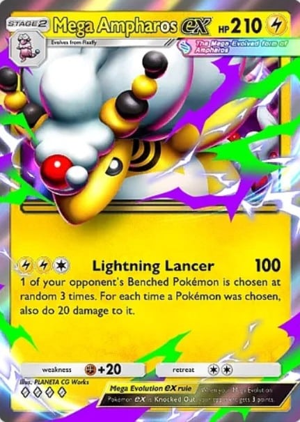 mega ampharos ex from pokmon tcg pocket mega rising set