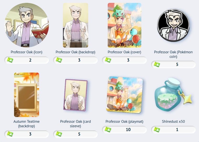 professor oak accessories in pokemon tcg pocket