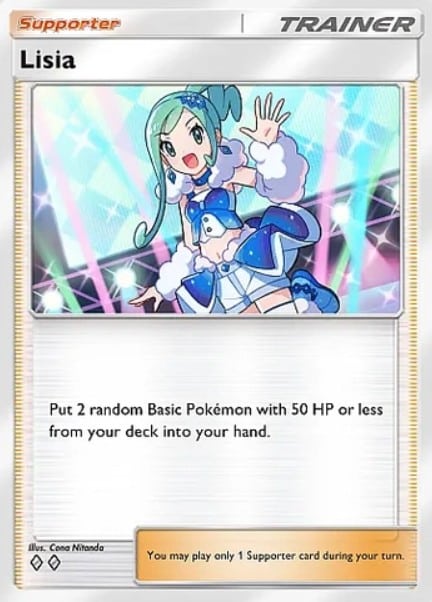lisia supporter card from pokemon tcg pocket mega rising set