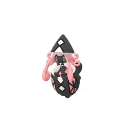 Shiny Tapu Lele's shell is black with white diamond shapes, its body is also black. Its hair is a pale pink.