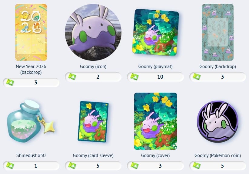 goomy accesories from pokemon tcg pocket