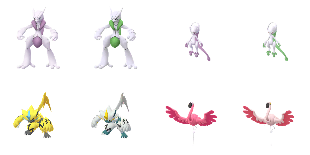 Mega Mewtwo, Zeraora, and Flamigo Assets Updated in Pokémon GO