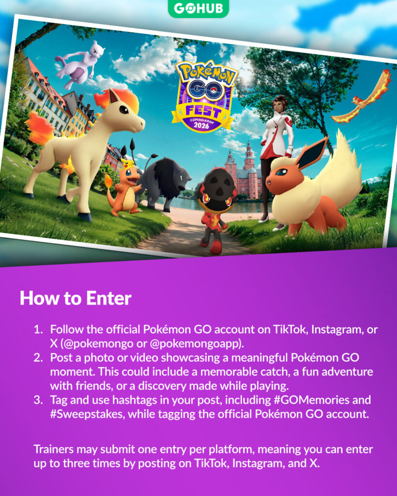 Partagez vos souvenirs Pokémon GO pour avoir une chance de gagner des voyages au GO Fest 2026