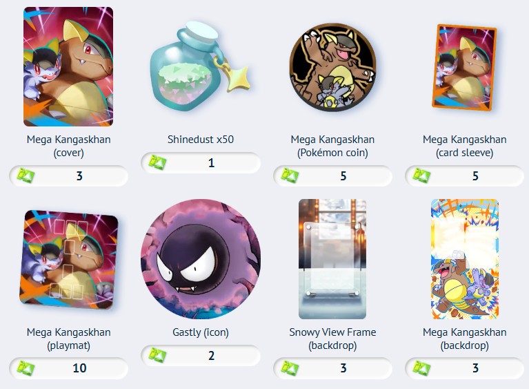 mega kangaskhan accessories from pokemon tcg pocket