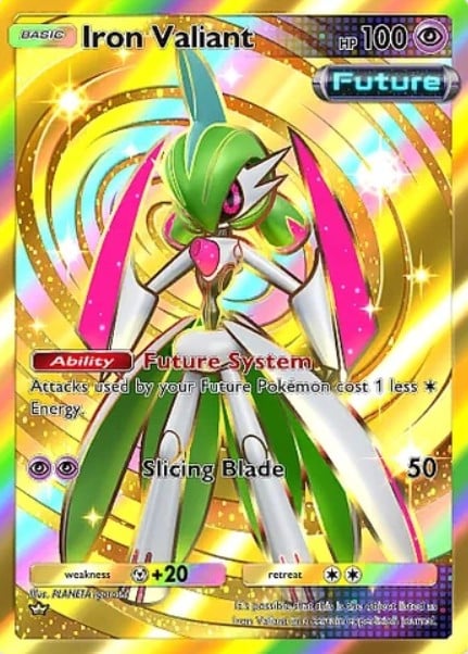 iron valiant crown rare from pokemon tcg pocket paradox drive set