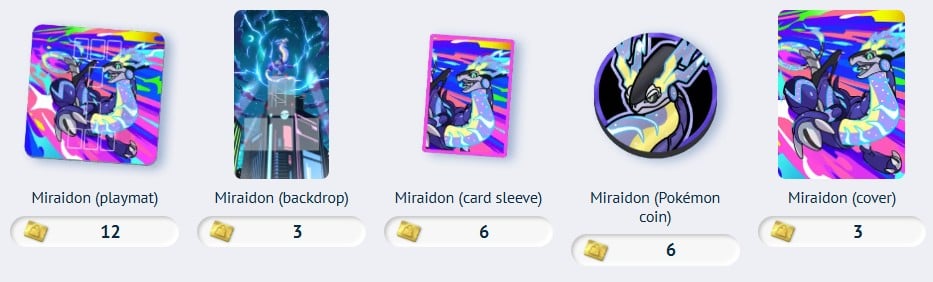 miraidon accessories from pokemon tcg pocket