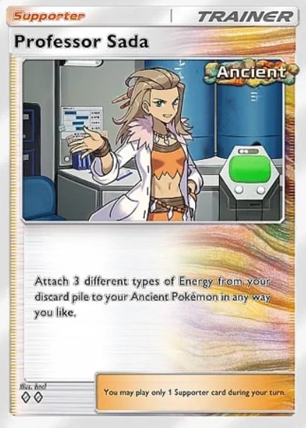 professor sada supporter card from pokemon tcg pocket paradix drive set