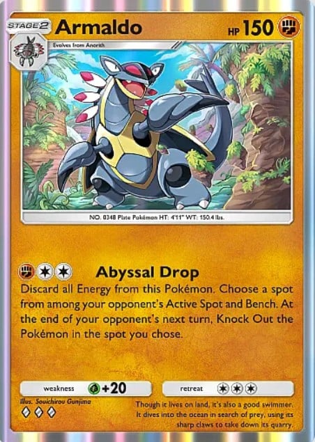armaldo from pokemon tcg pocket ruler of the skies set