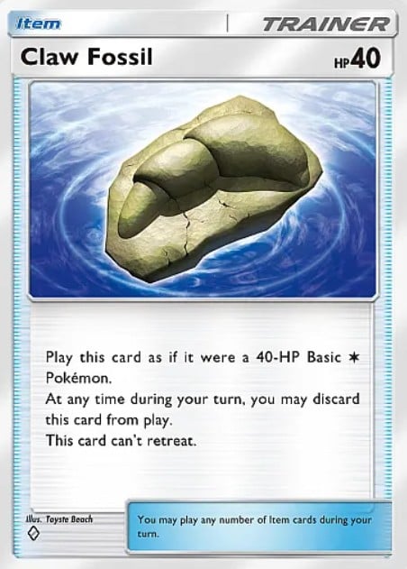 claw fossil item card from pokemon tcg pocket ruler of the skies set