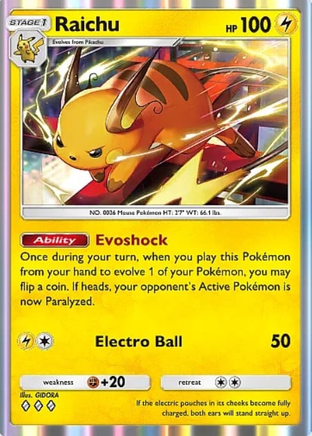 raichu from pokemon tcg pocket ruler of the skies set
