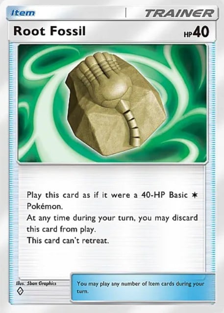 root fossil item card from pokemon tcg pocket ruler of the skies set