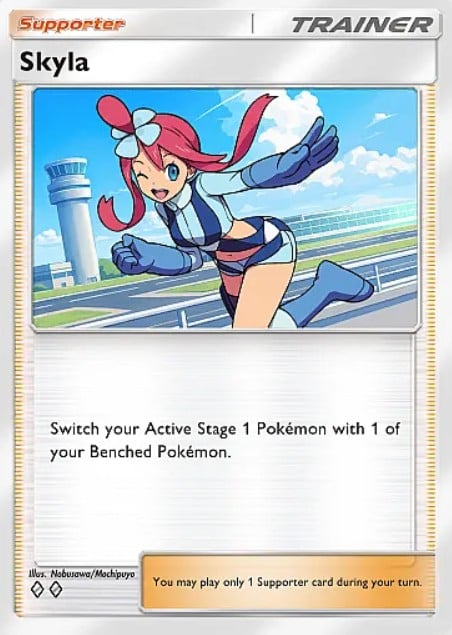 skyla supporter from pokemon tcg pocket ruler of the skies set