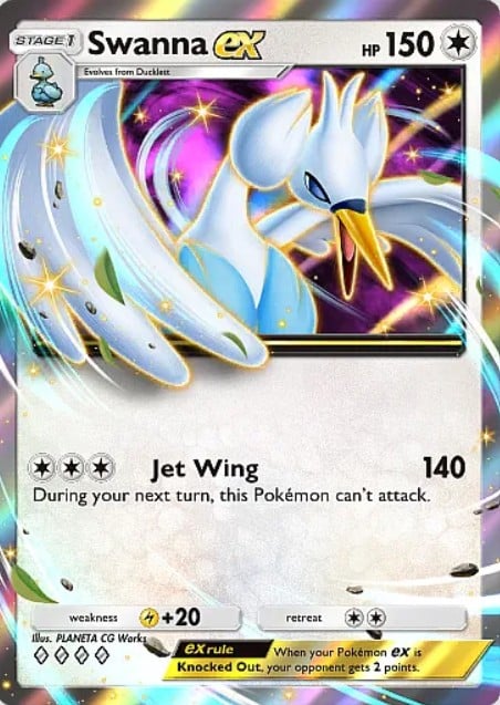 swanna ex from pokemon tcg pocket ruler of the skies set