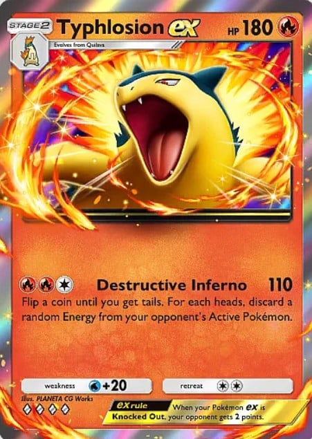 typhlosion ex from pokemon tcg pocket ruler of the skies set