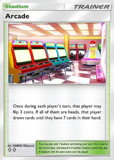 arcade stadium card from pokemon tcg pocket team rocket's ambition set
