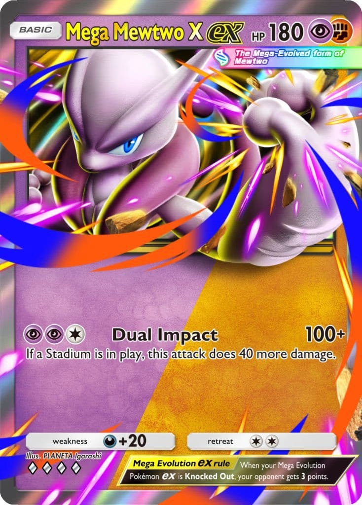 dual type mega mewtwo x ex from pokemon tcg pocket