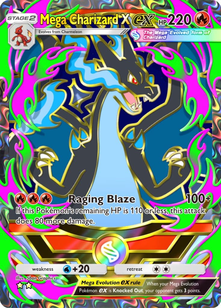 mega charizard x ex full art card from deluxe pack mega