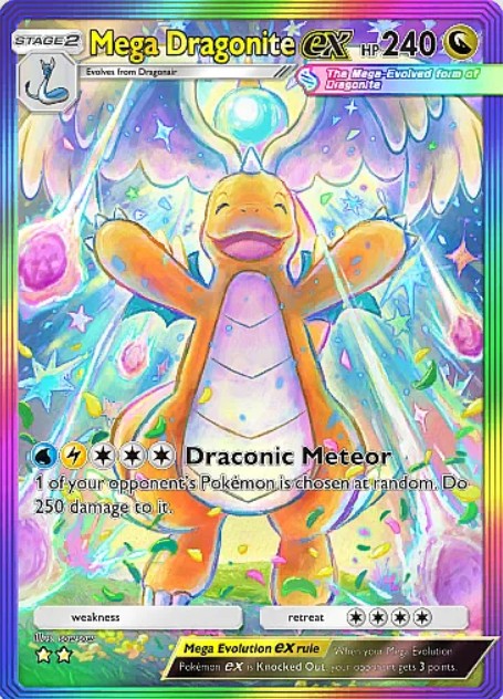 mega dragonite ex rainbow rare from pokemon tcg pocket dual fusion set