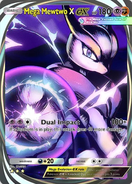 mega mewtwo x ex immersive card from pokemon tcg pocket dual fusion set